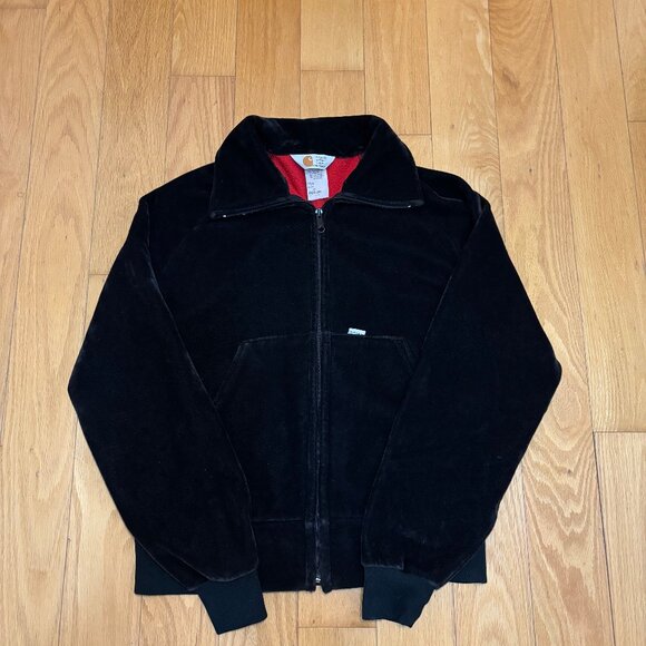 Vintage 80s Carhartt Velour Jacket BLK M - Picture 2 of 8